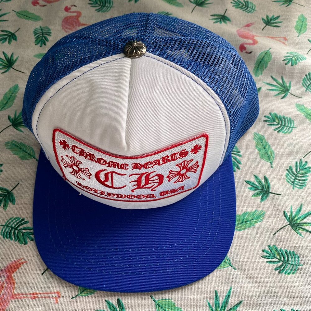Blue Chrome Hearts Outdoor Sun Protection Baseball Cap